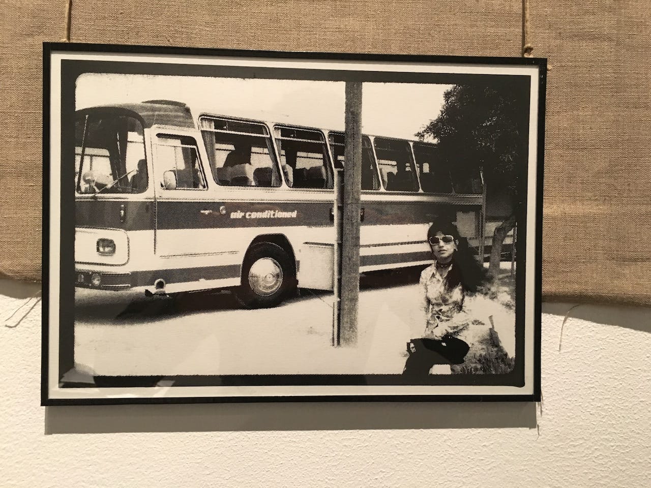 Al Dowayan, "The Bus II" (detail) (2015), canvas, photo, string, 46 x 50, 31.5 x 22 cm