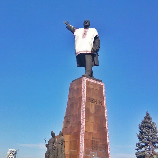 Lenin wearing a traditional Ukranian shirt