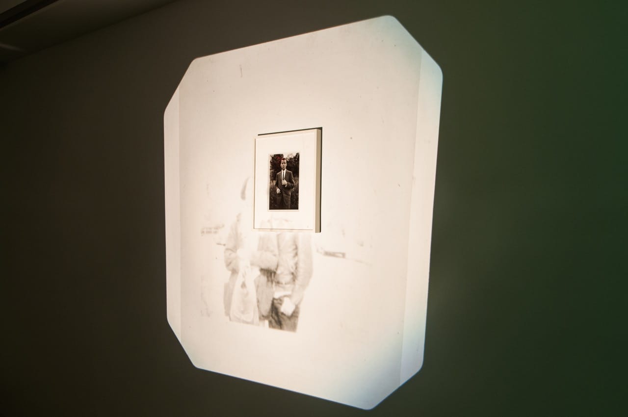 Hilton Als, Stormé, Bobbie, and the Rest, 2016, 57 x 61 inches, overhead projector with transparency of Bobbie Derecktor; Diane Arbus, Stormé standing in the park with a cigarette, NYC, 1961, 14 ½ x 17 ½ inches (framed), gelatin silver print