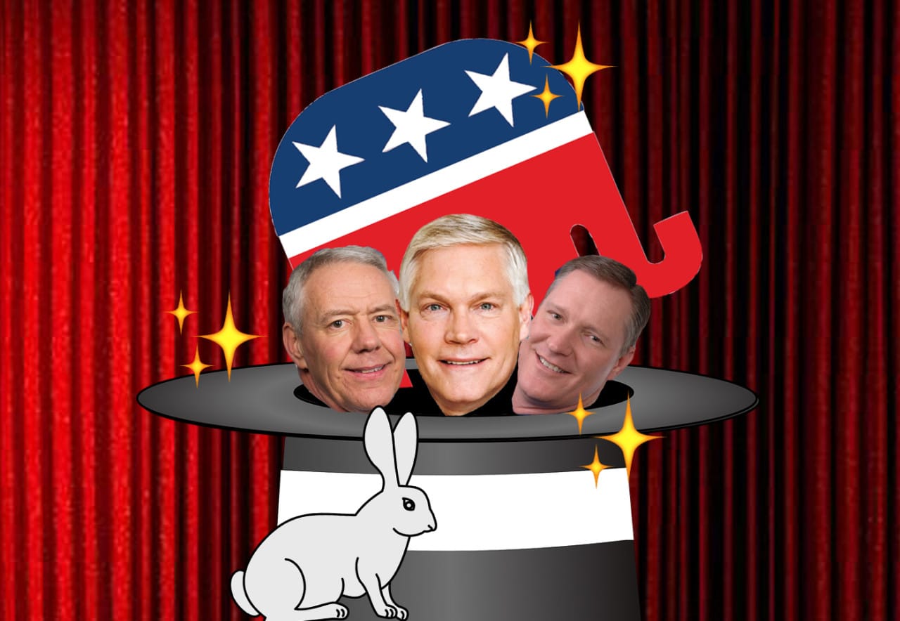 Pete Sessions, Ken Buck, and Steve Stivers are among a number of House Republicans pushing to recognize magic as an art form (image by the author for Hyperallergic)