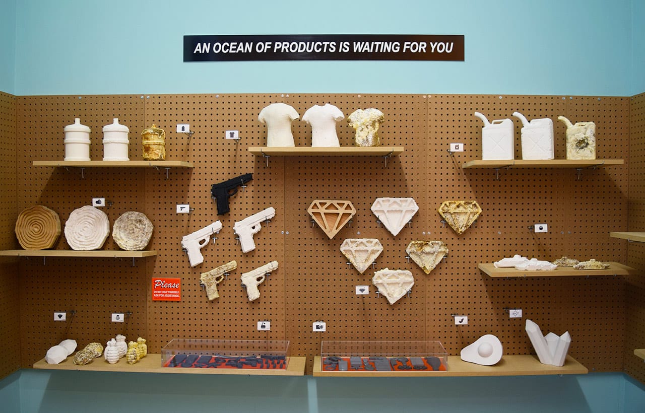 Installation detail of Marina Zurkow, 'MORE&MORE (the invisible oceans)' at bitforms gallery