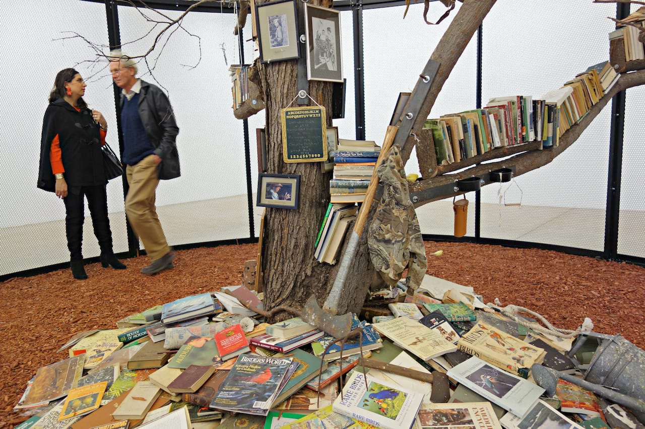 Installation view of 'The Library for the Birds of New York and Other Marvels' at Tanya Bonakdar Gallery 