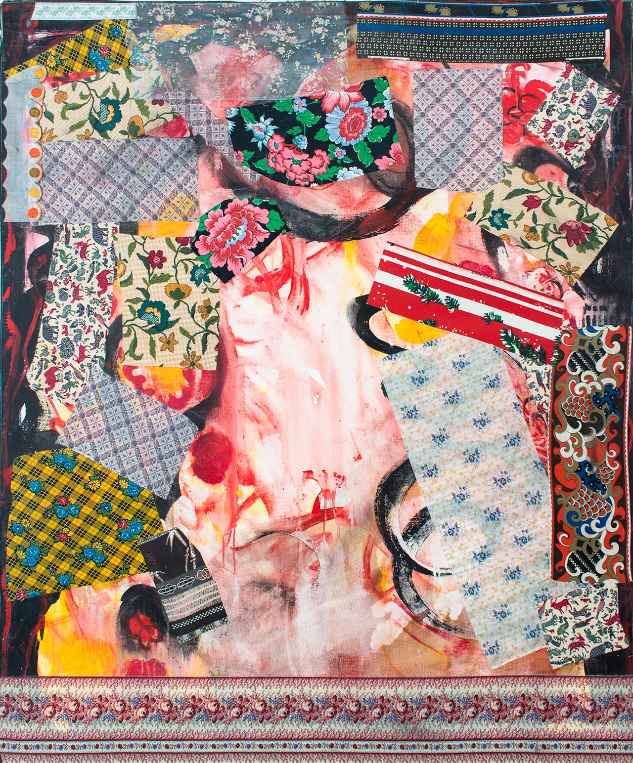 Miriam Schapiro, "Eurydice" (1972), acrylic and collage, 60 x 50 in (image courtesy Eric Firestone Gallery) (click to enlarge)