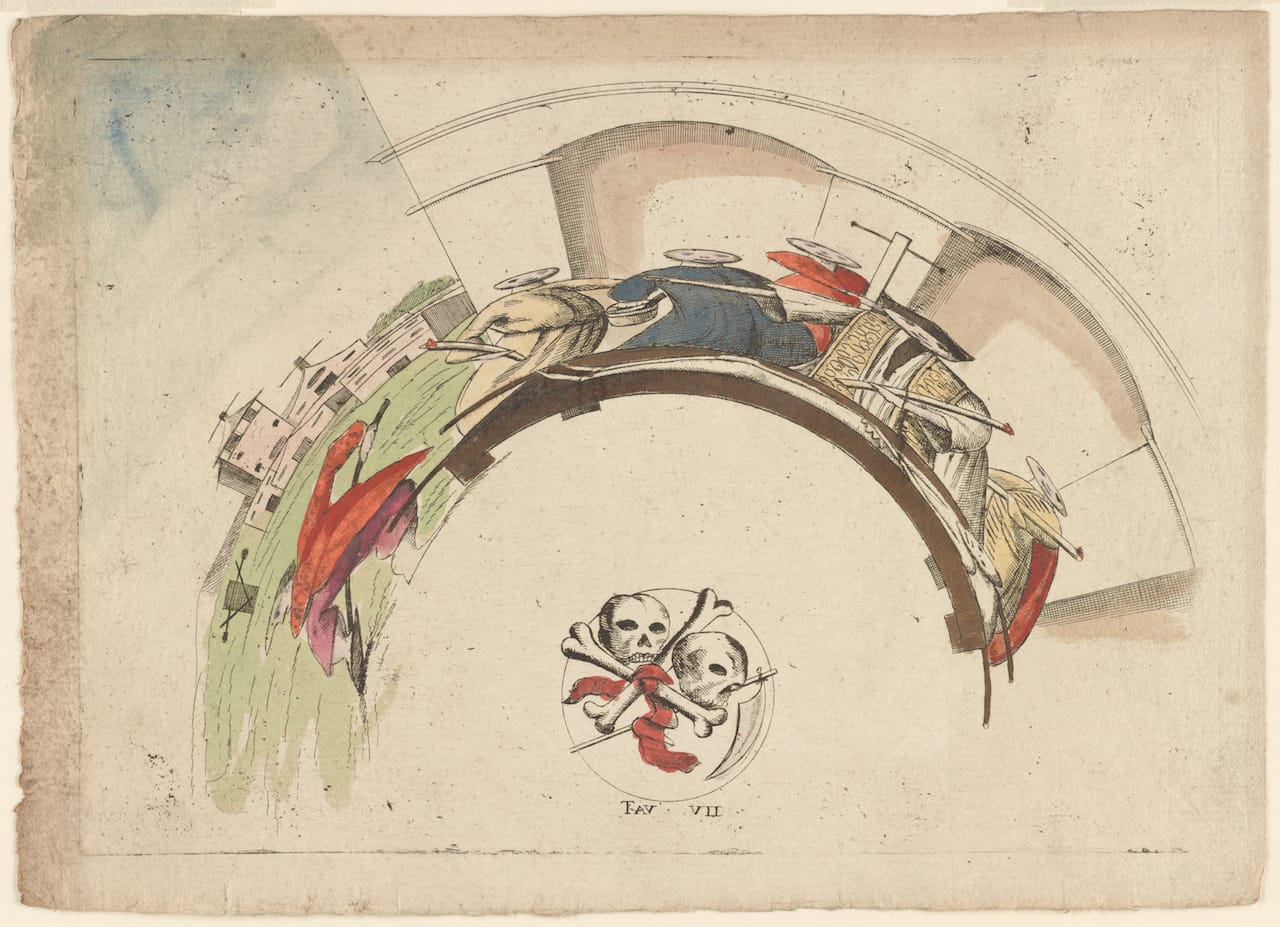 An anamorphic print from Italy (1601-1700) (via New York Public Library)