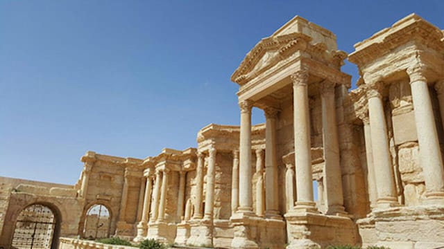 The Palmyra theater, as photographed after Palmyra's liberation (photo by Maher Mouaness)