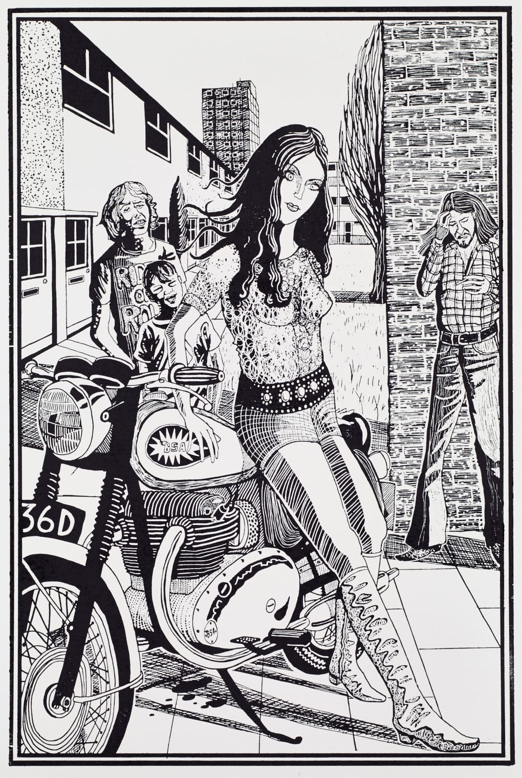 Grayson Perry, from "Six Snapshots of Julie," series of 6 woodcuts (2015) (Image courtesy Manifold Editions)