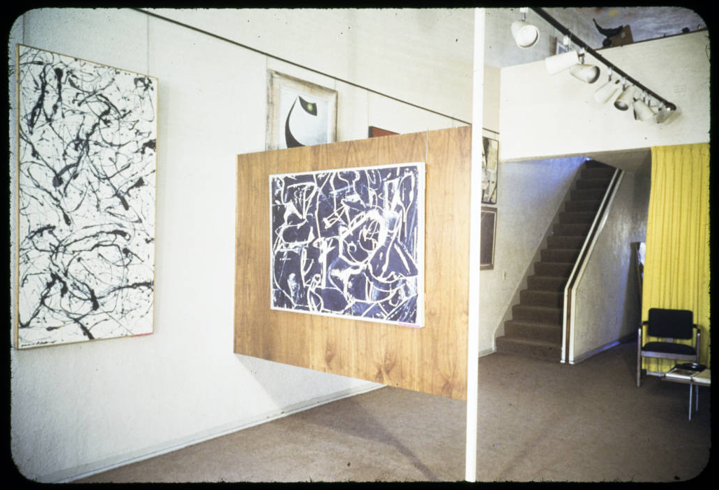 Frank Perls Gallery, Beverly Hills, Calif., 1949 DescriptionInterior photograph of the wood panel (close-up) which can be swung against the wall, Frank Perls Gallery, 350 North Camden Drive, Beverly Hills, California, 1949. Designed by Alvin Lustig.