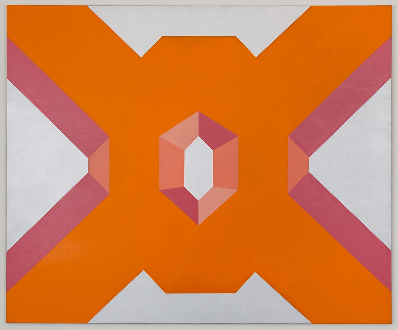 Miriam Schapiro, "Big Ox" (1967), acrylic on canvas, 72 x 80 in (The Estate of Miriam Schapiro, courtesy Eric Firestone Gallery)