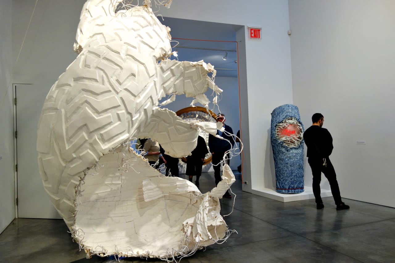 Installation view of 'Tim Hawkinson: Counterclockwise'