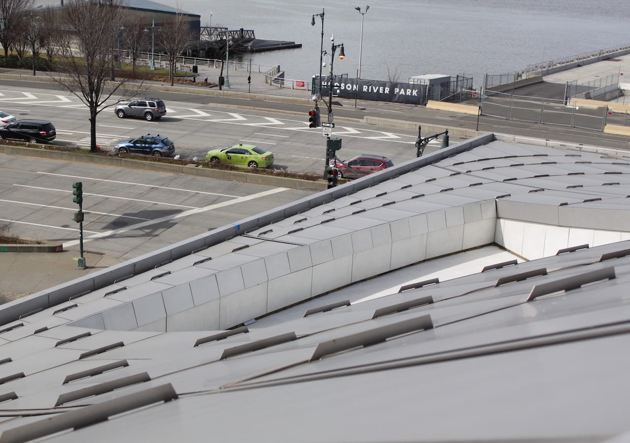Looking down the roof of Via 57 West toward Hudson River Park