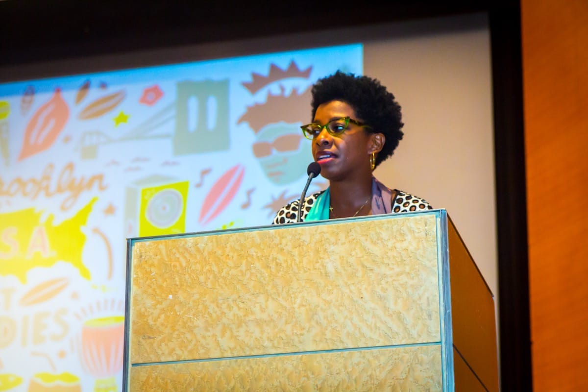 Shelley Worrell at the Heritage Film Series at Brooklyn Museum in 2015. Photo by Zire Photography courtesy of Shelley Worrell