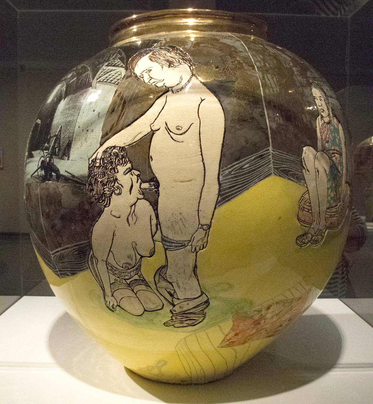 Grayson Perry, "Pot Based on 20 Year Old Collage" (2006), glazed ceramic, 45 x 46 cm