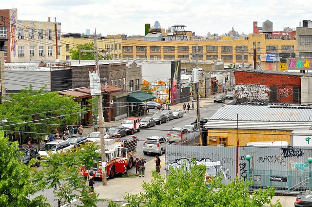Bushwick, looking east down Wyckoff Avenue (photo by Hrag Vartanian)