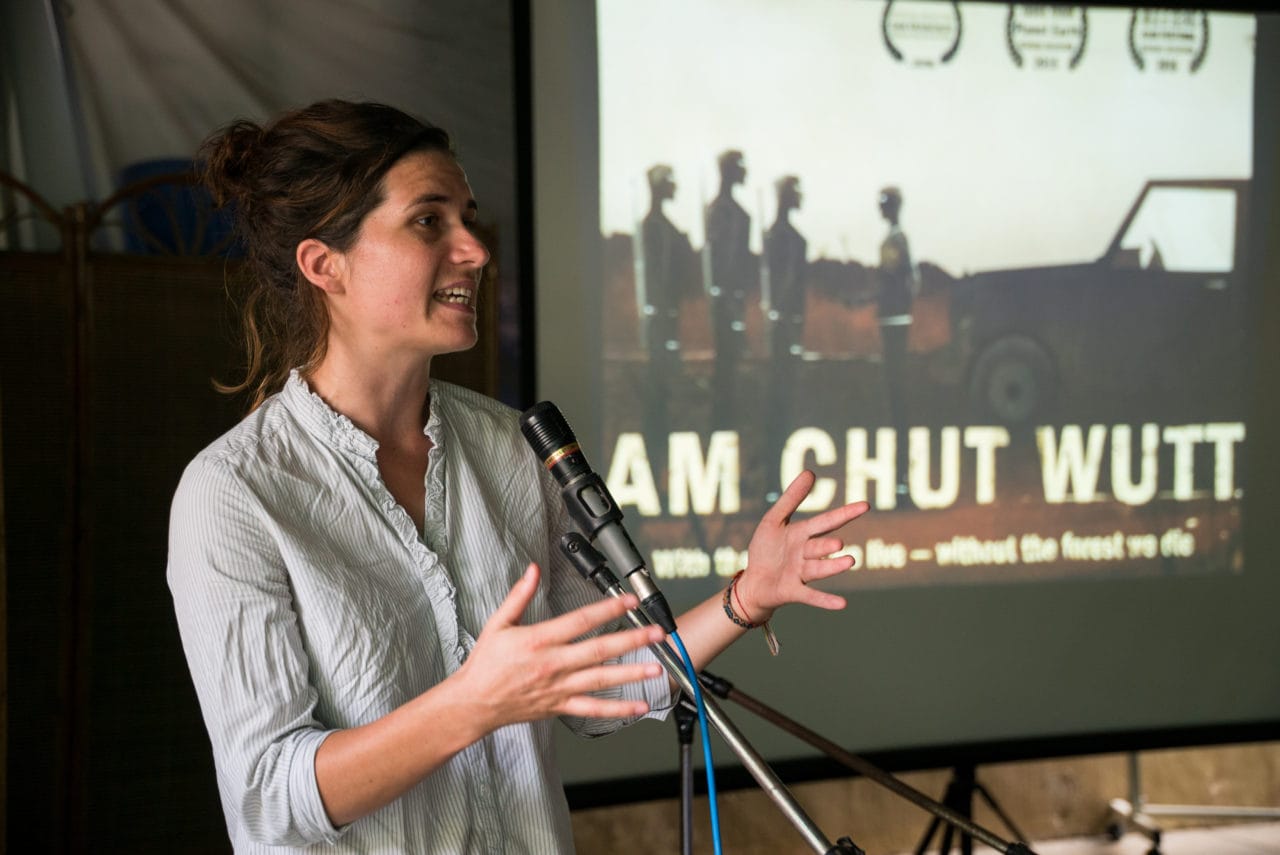 Fran Lambrick speaking at a recent screening of her film.