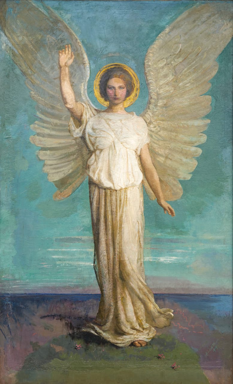 Abbott Handerson Thayer, "Angel of the Dawn" (1919), oil on canvas (courtesy St. Anselm Abbey School, Washington D.C., gift of Mrs. Charles Plunket)