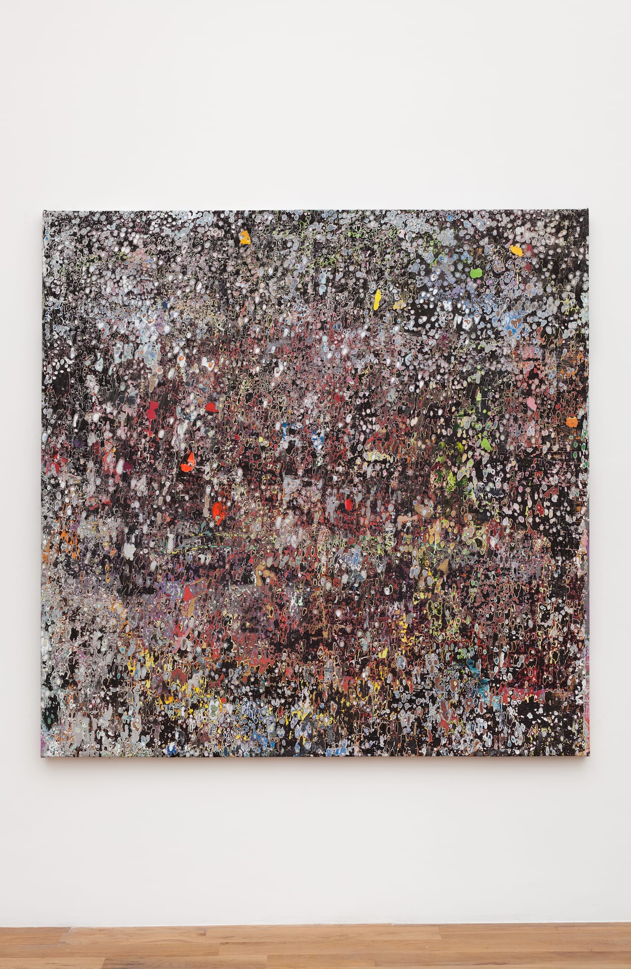 Andrew Jensdotter, "Artforum May 2015" (2016), acrylic on canvas, 63.5 x 63.5 in