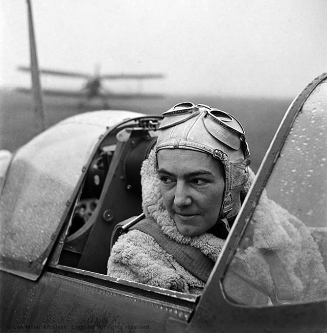 Lee Miller, "Anna Leska, Air Transport Auxiliary, Polish pilot flying a spitfire, White Waltham, Berkshire, England 1942" (© Lee Miller Archives, England 2015)