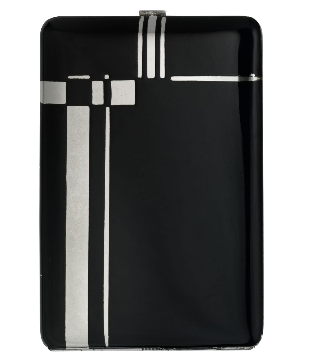Cigarette cases (France, 1934), black enamel on silvered metal (© Rodney and Diana Capstick-Dale)