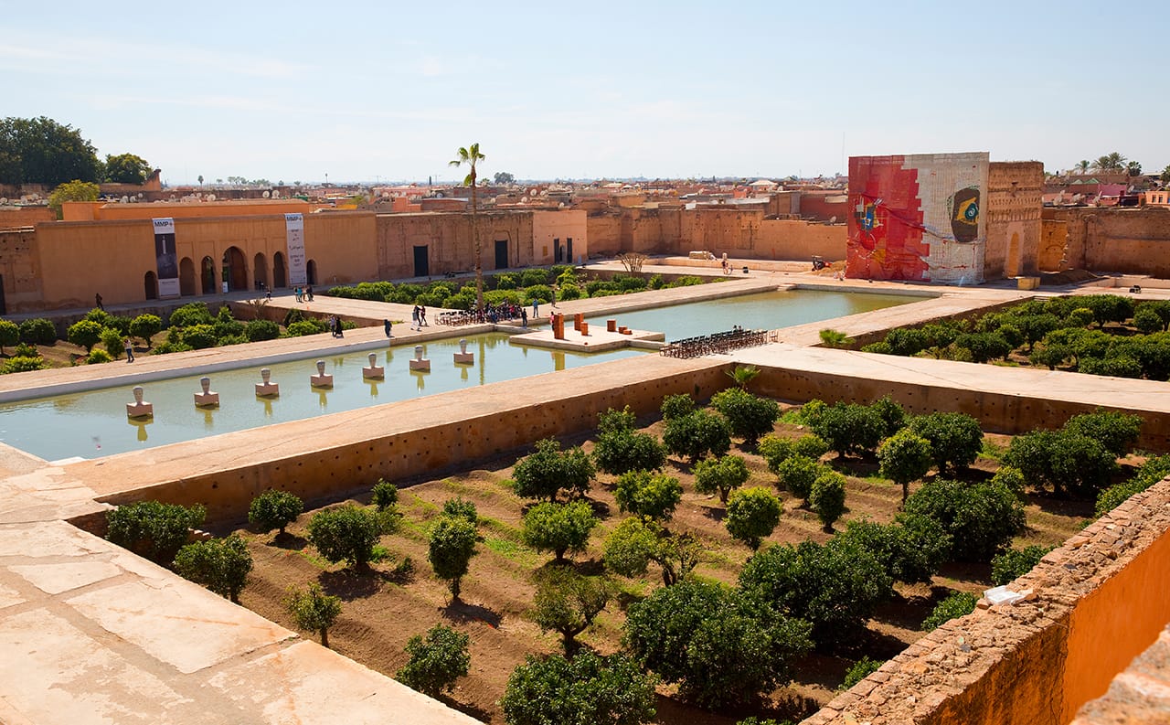 The Palais El Badii, with works installed for the Marrakech Biennale 6 (photo courtesy Marrakech Biennale 6, © Jens Martin)