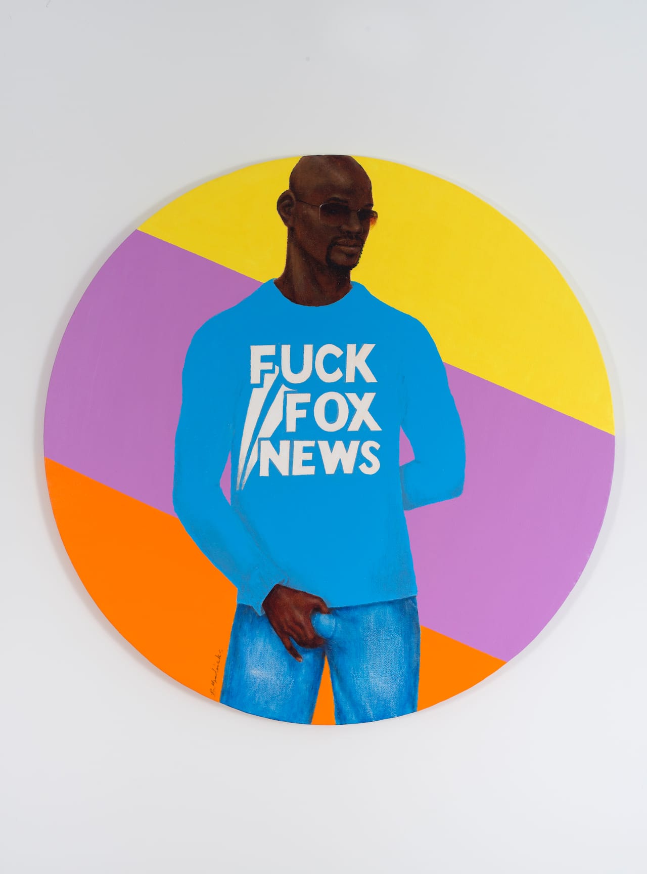 Barkley L. Hendricks, "Roscoe" (2016), oil and acrylic on canvas, 41 1/2 in diameter (©Barkley L. Hendricks, courtesy of the artist and Jack Shainman Gallery, New York)