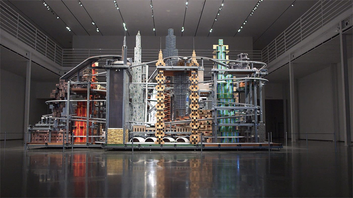 Still frame from 'Burden' showing Chris Burden's sculpture "Metropolis II" (2011) (courtesy Timothy Marrinan and Richard Dewey)