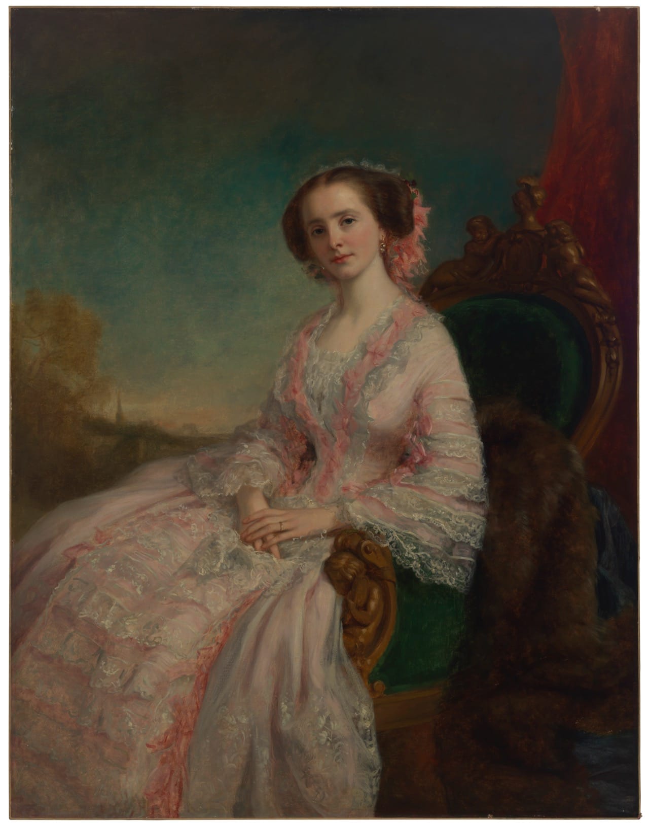 Seated portrait of socialite Caroline Belmont (1829-1892)
