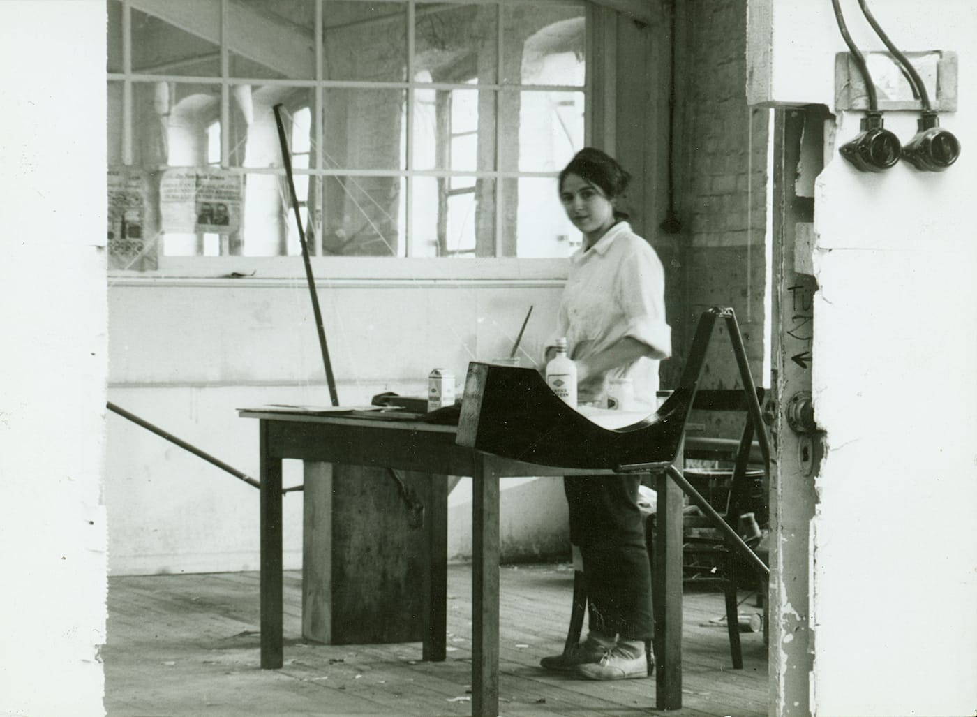 Eva Hesse at the Textile Factory Studio in Kettwig, Germany, in 1964 (photographer unknown)