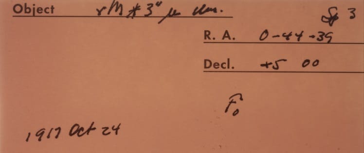 Handwritten notes by Walter Adams that accompanied the glass plate (courtesy Carnegie Institution for Science)