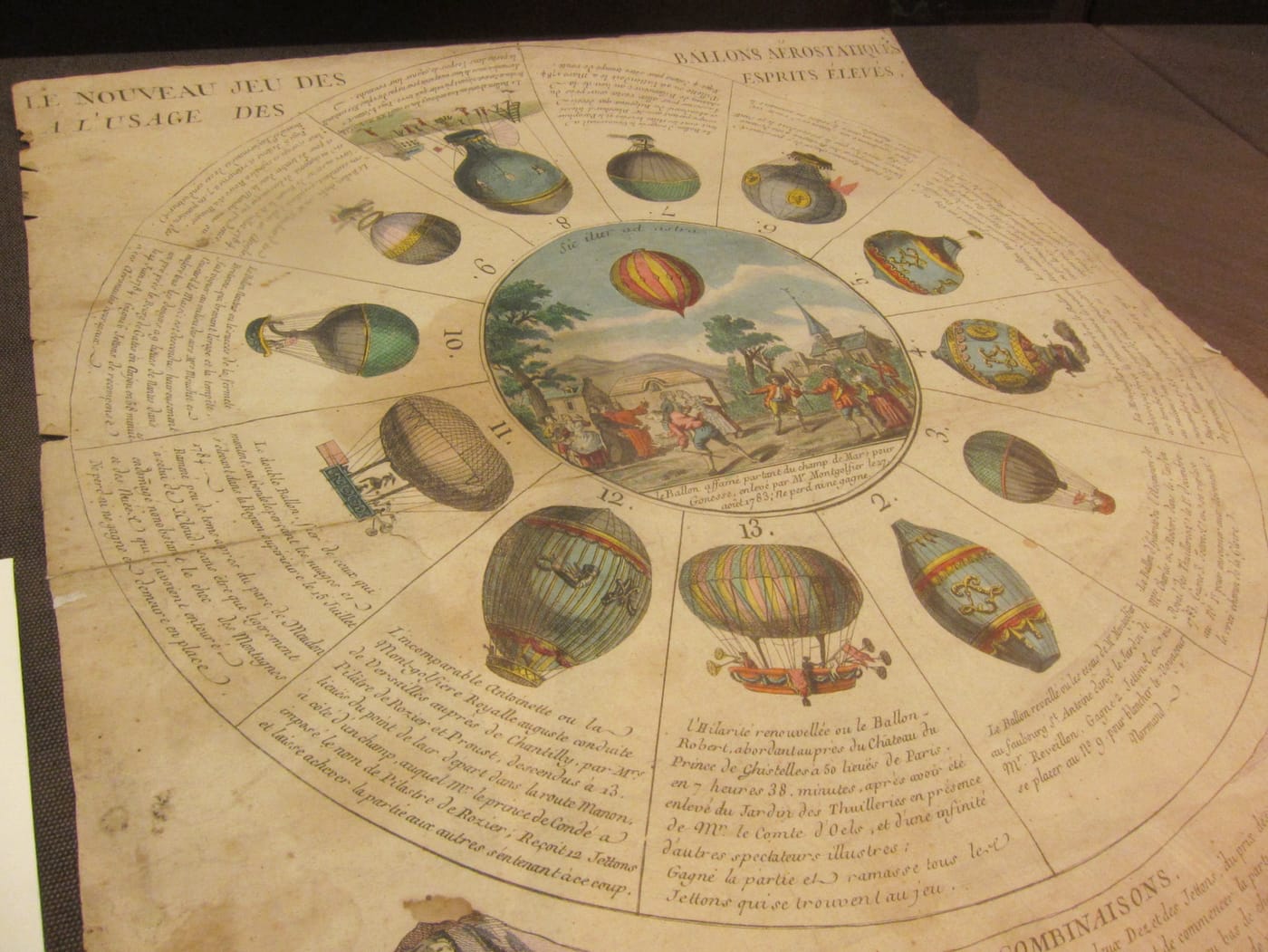 "Le Nouveau Jeu des Ballons Aerostatiques a L'usage des Esprits Elevés" (1784) (click to enlarge)