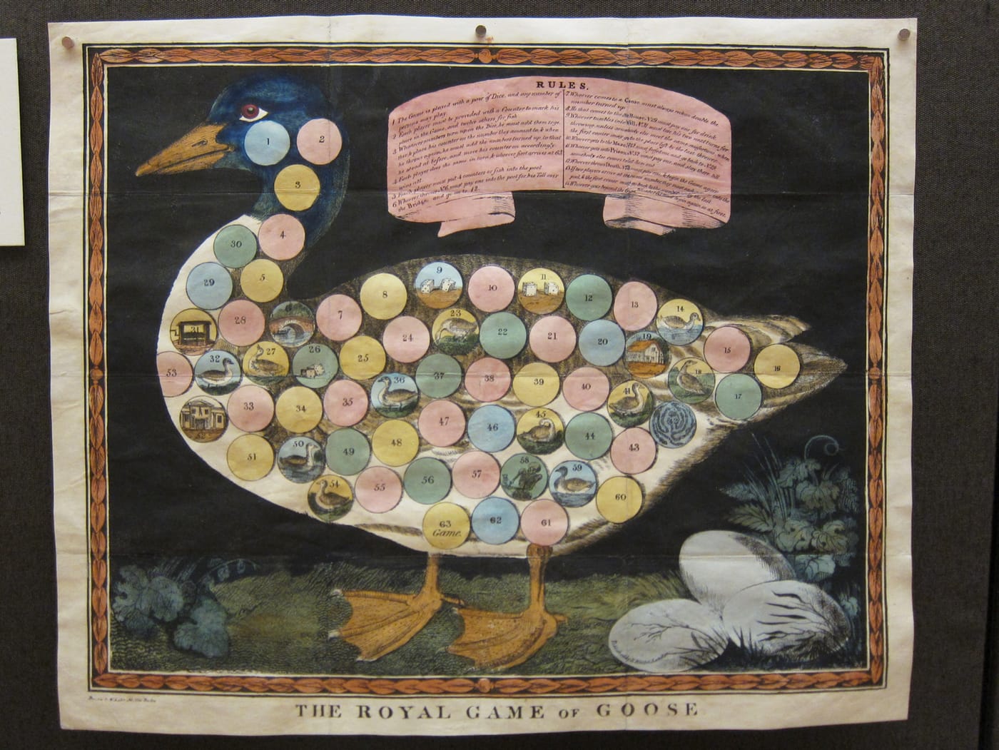 "The Royal Game of the Goose," printed by W. Lake in c. 1840 (click to enlarge)