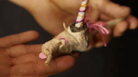 Tony Greenhand sculpts a unicorn joint (GIF by the author for Hyperallergic)