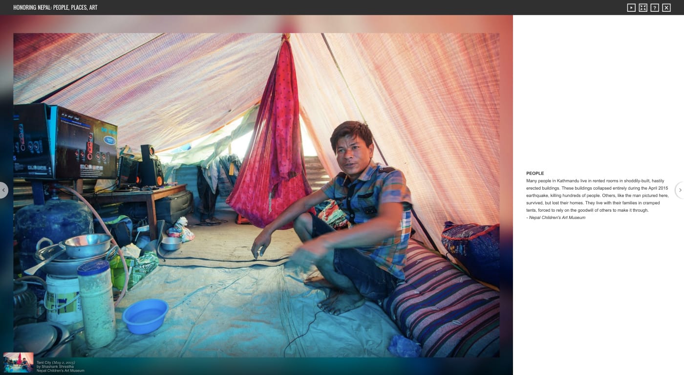 'Honoring Nepal: People, Places, Art' online exhibition (screenshot by the author for Hyperallergic)