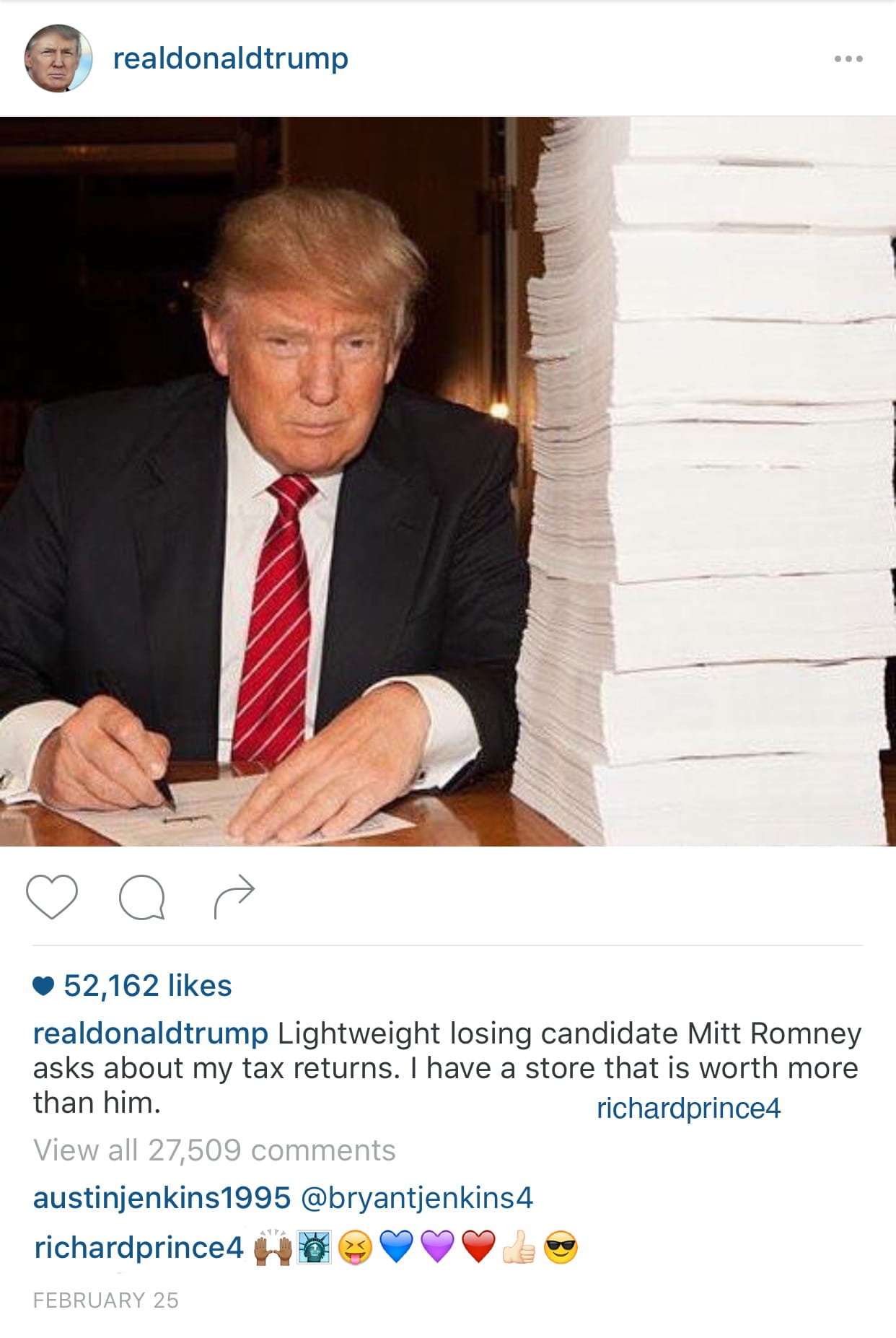 A Richard Prince Donald Trump Instagram painting