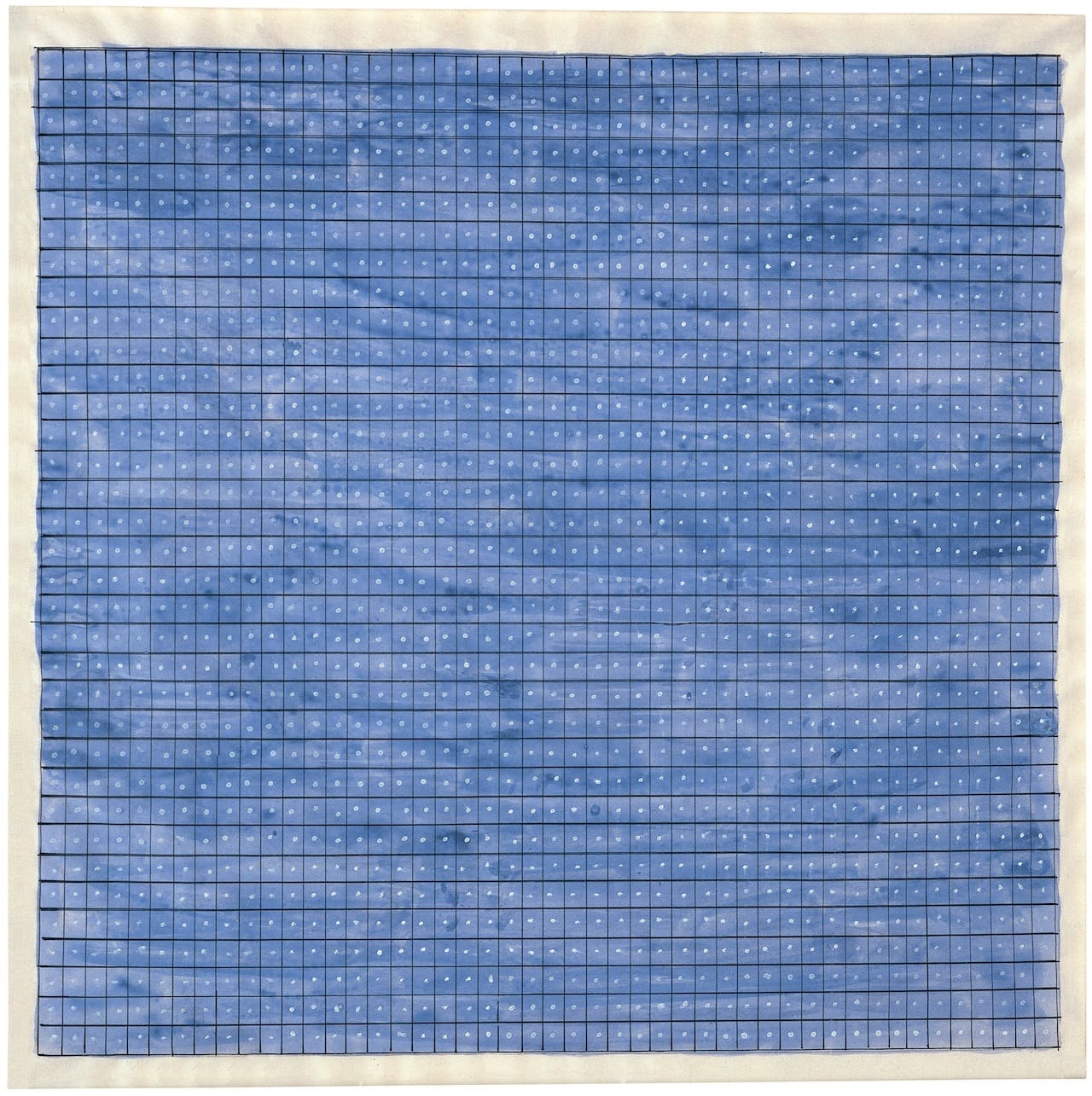 Agnes Martin, "Summer" (1965), watercolor, ink and gouache on paper, 9 1/4 x 9 1/4 inches (via lacma.org)