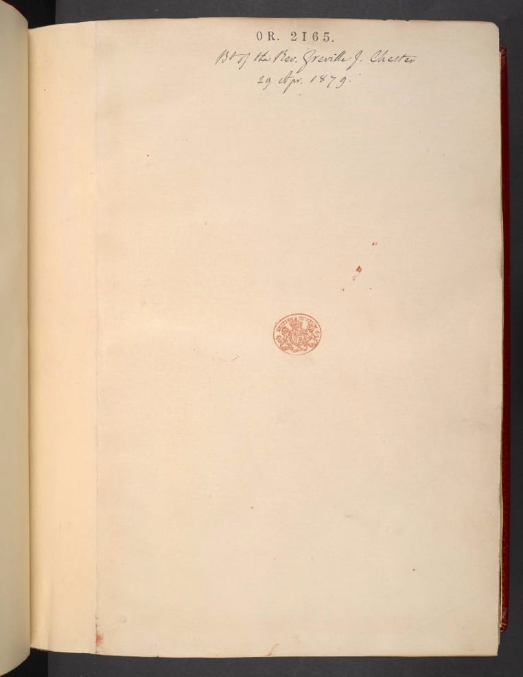 A page at the end of the manuscript showing acquisition details (click to enlarge)