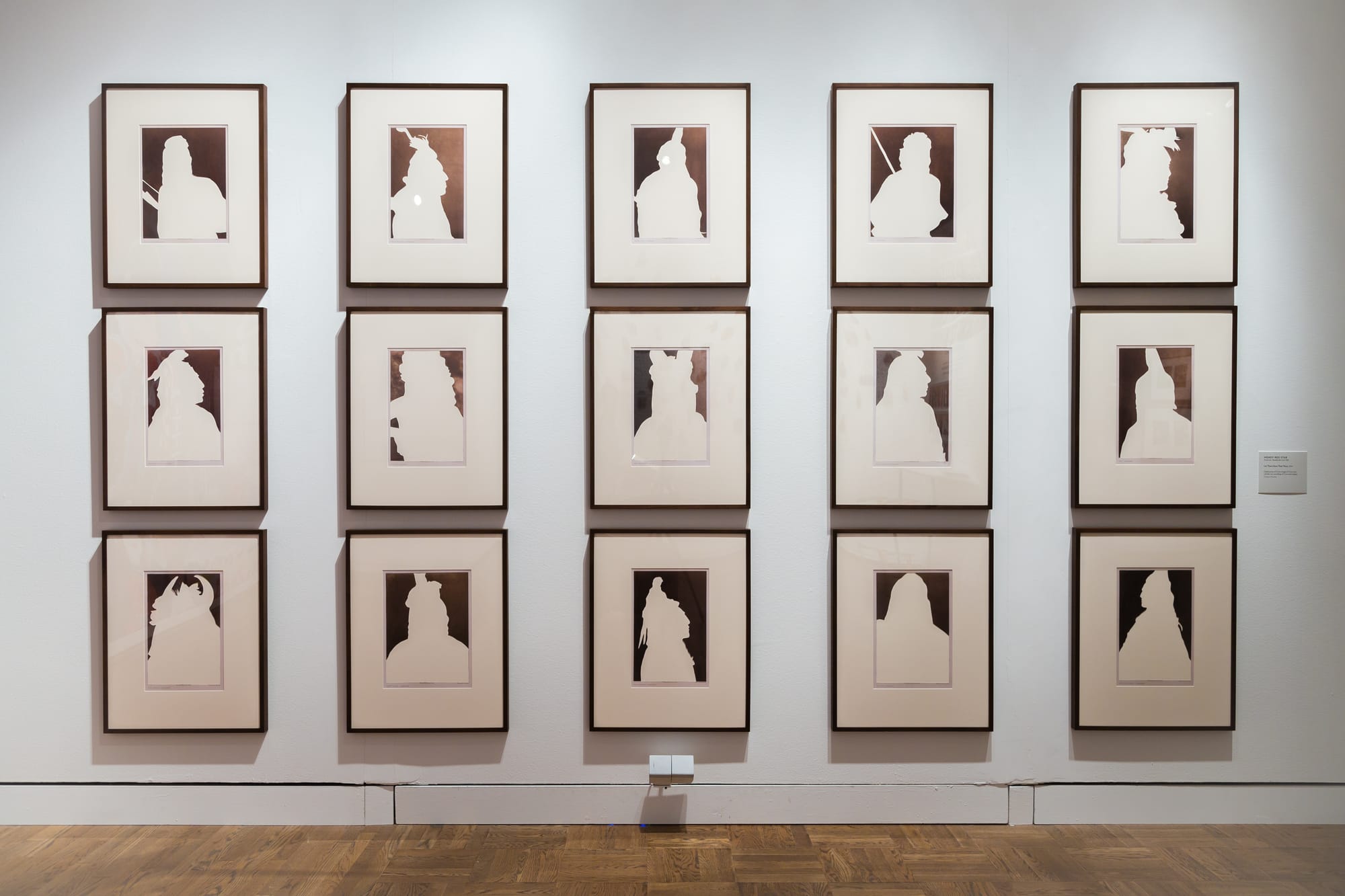 Wendy Red Star, “Let Them Have Their Voice” (2016), installation view: digital prints of Curtis images of Crow men, cylinder wax recordings of Crow men singing (image courtesy of the artist)