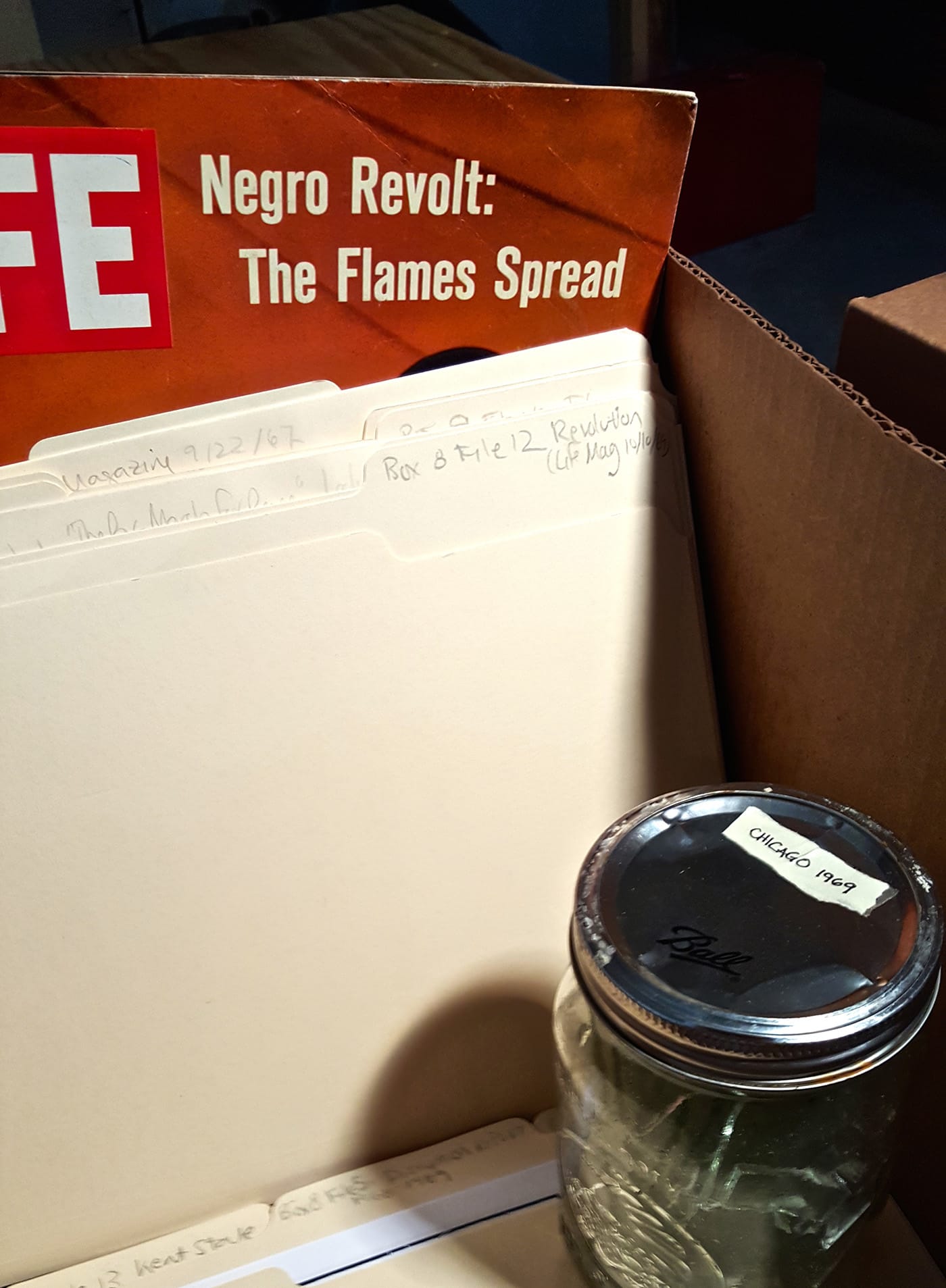 The provenance of the archive is ambiguous, due in large part to the inclusion of real materials, such as this 1967 'Time' magazine with a cover story dedicated to the Detroit uprising