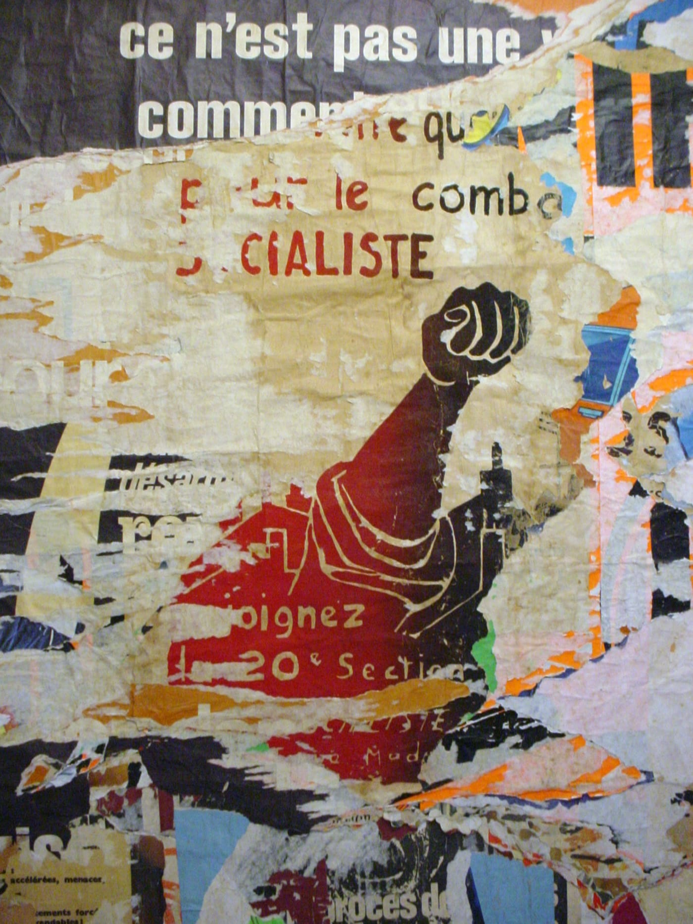 Detail of Jacques Villeglé, "Rue Tourelles, August 16, 1971" (1971) (photo by the author for Hyperallergic)