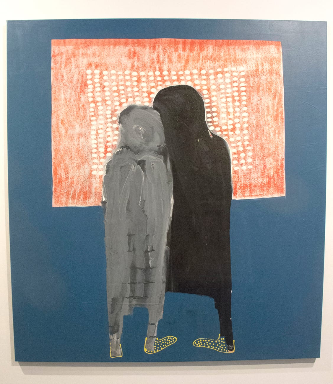 Amadou Sanogo, “Les Observateurs,”’ at Magnin-A Gallery's booth (photo by the author for Hyperallergic)