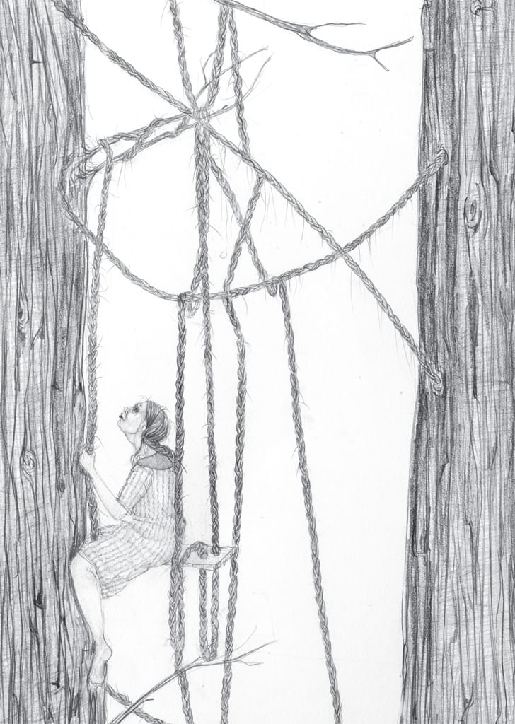 Detail of Amy Cutler, "Fossa" (2016), graphite on paper, 55 1/4 x 47 in