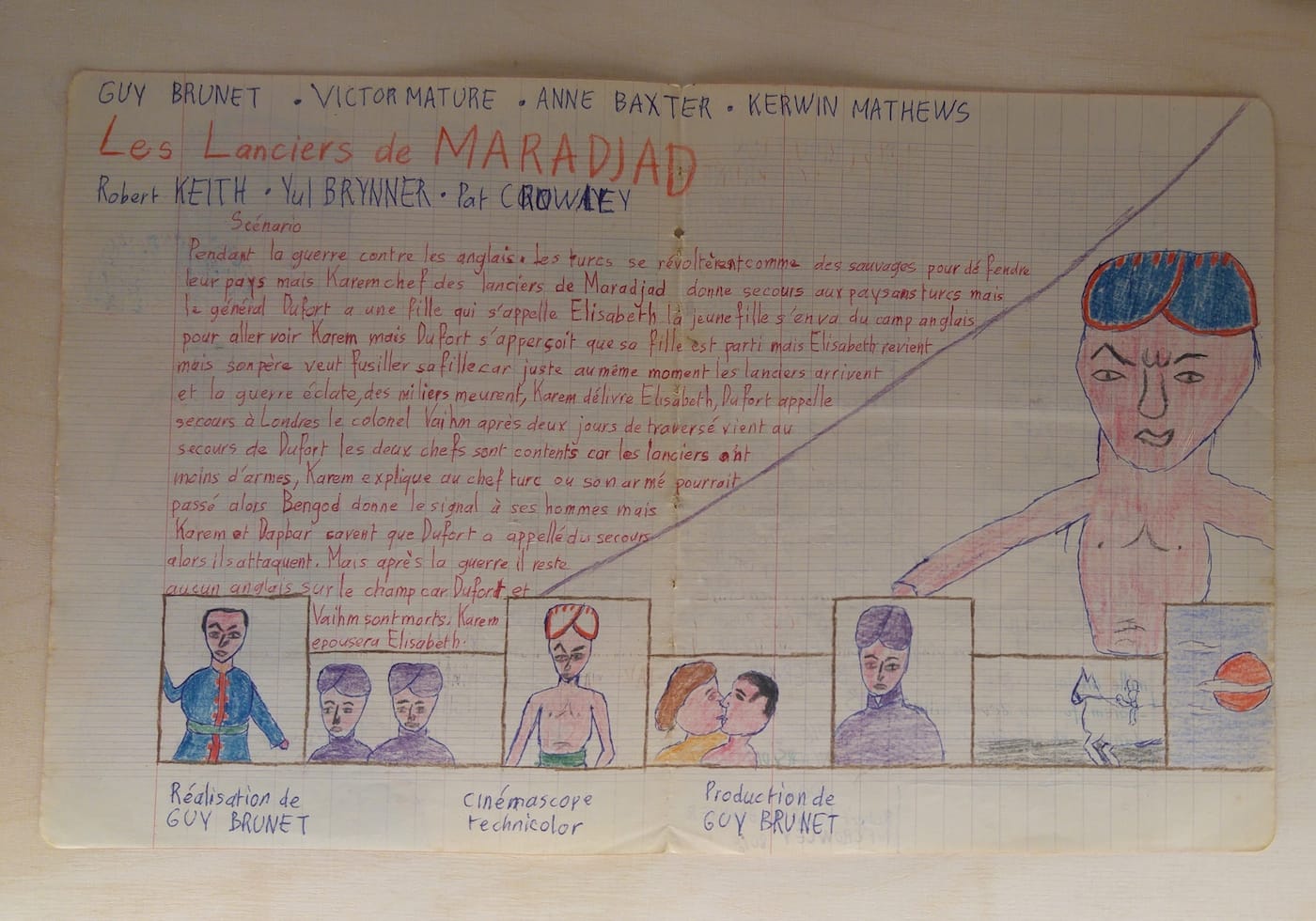 One of Guy Brunet's screenplays, written in a school notebook