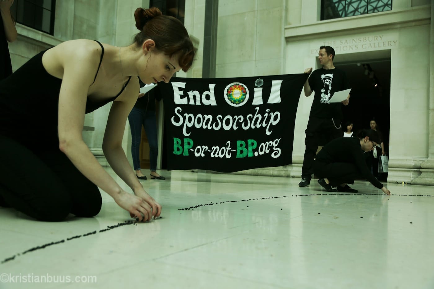 Disobedient artwork at BP Sunken Cities launch. Photo by Kristian Buus. n