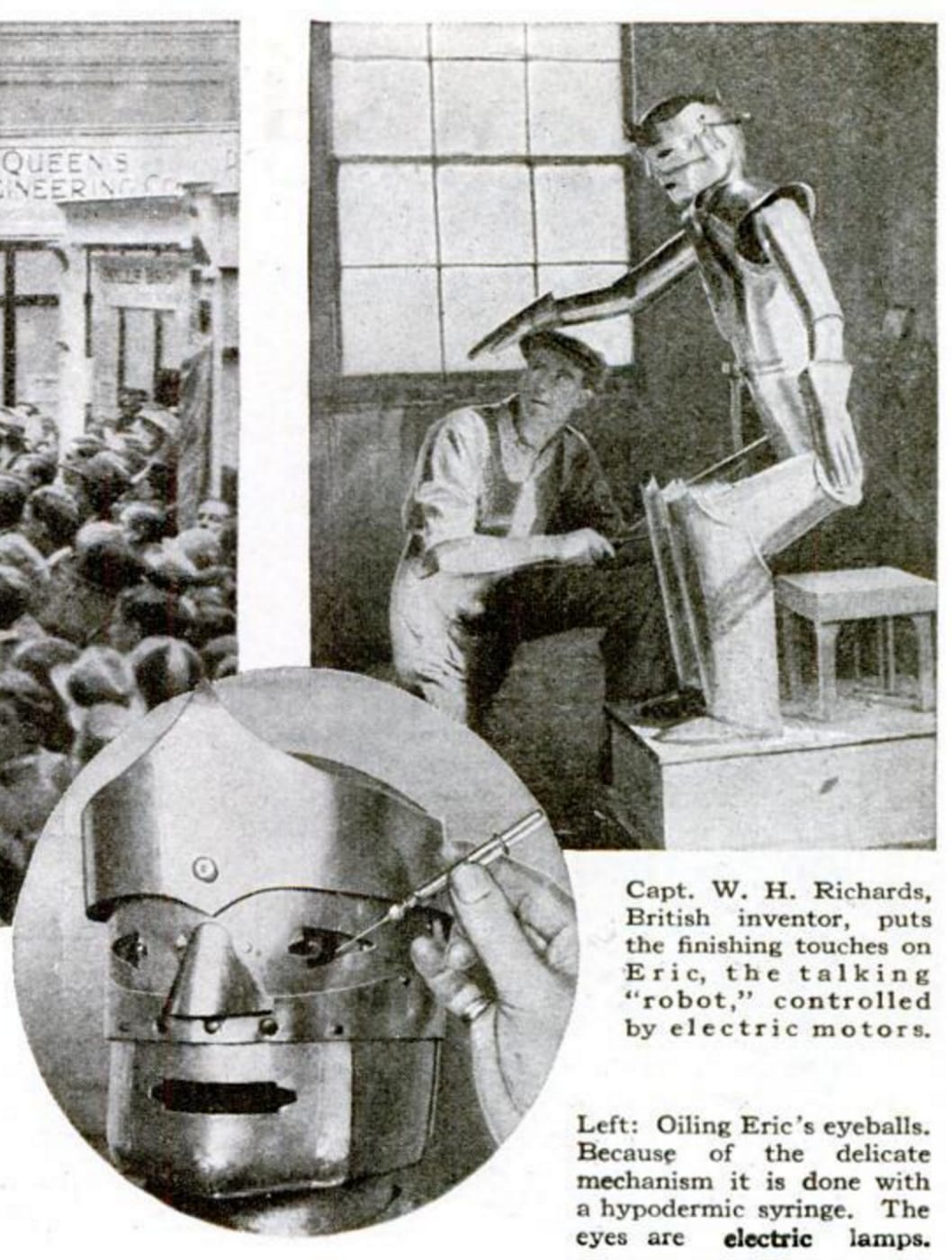Captain Richards working on Eric, pictured in Popular Science Monthly (1928) (screenshot by the author via Google Books)