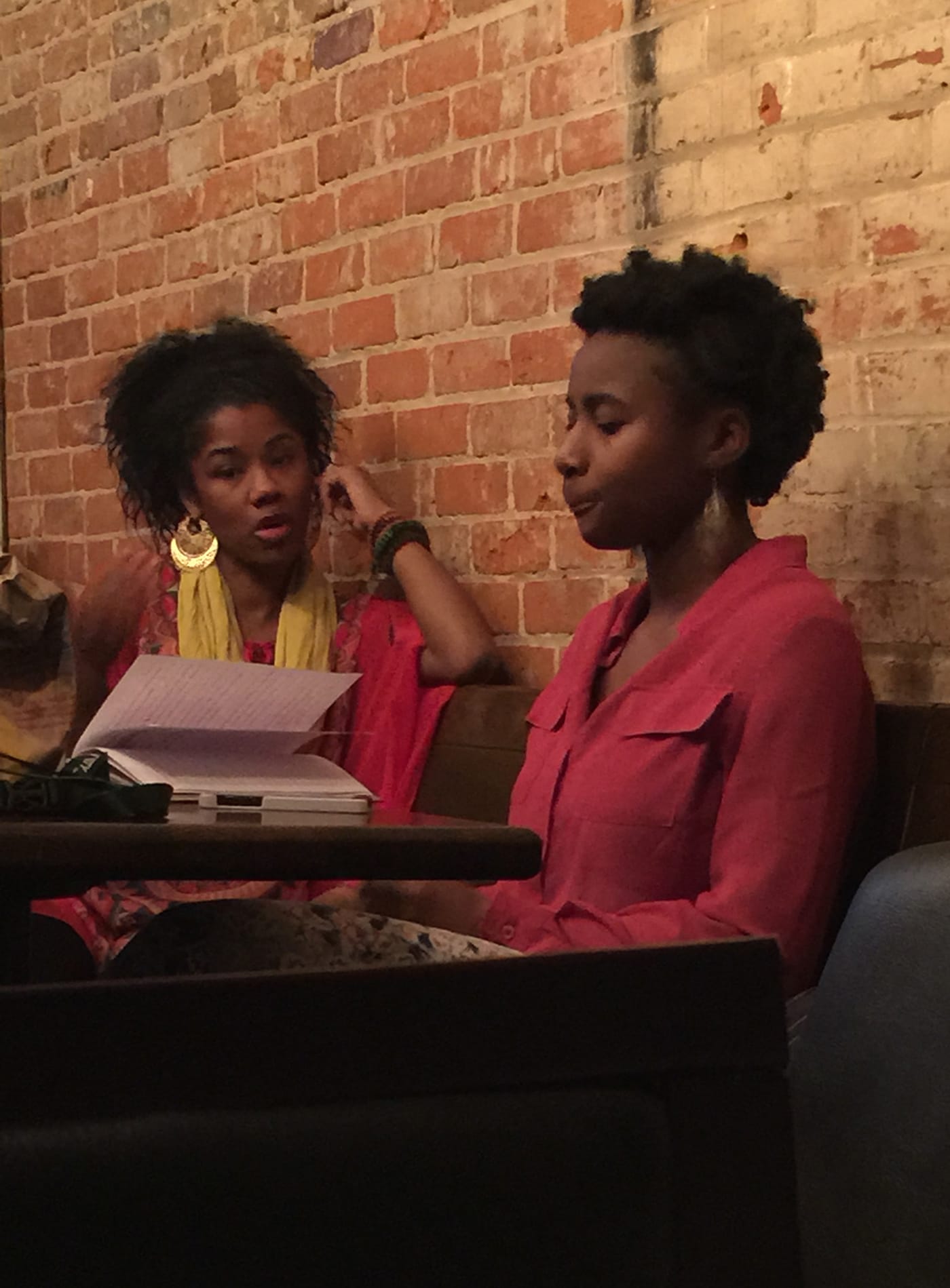 Natasha Thomas-Jackson encourages middle school student Kayla Shannon to find and use her own voice, acknowledging that her family and others around her won’t always be happy with what she has to say. Shannon says that people at church, in particular, seem to be changing. But, she adds, maybe she’s the one who is changing. (click to enlarge)