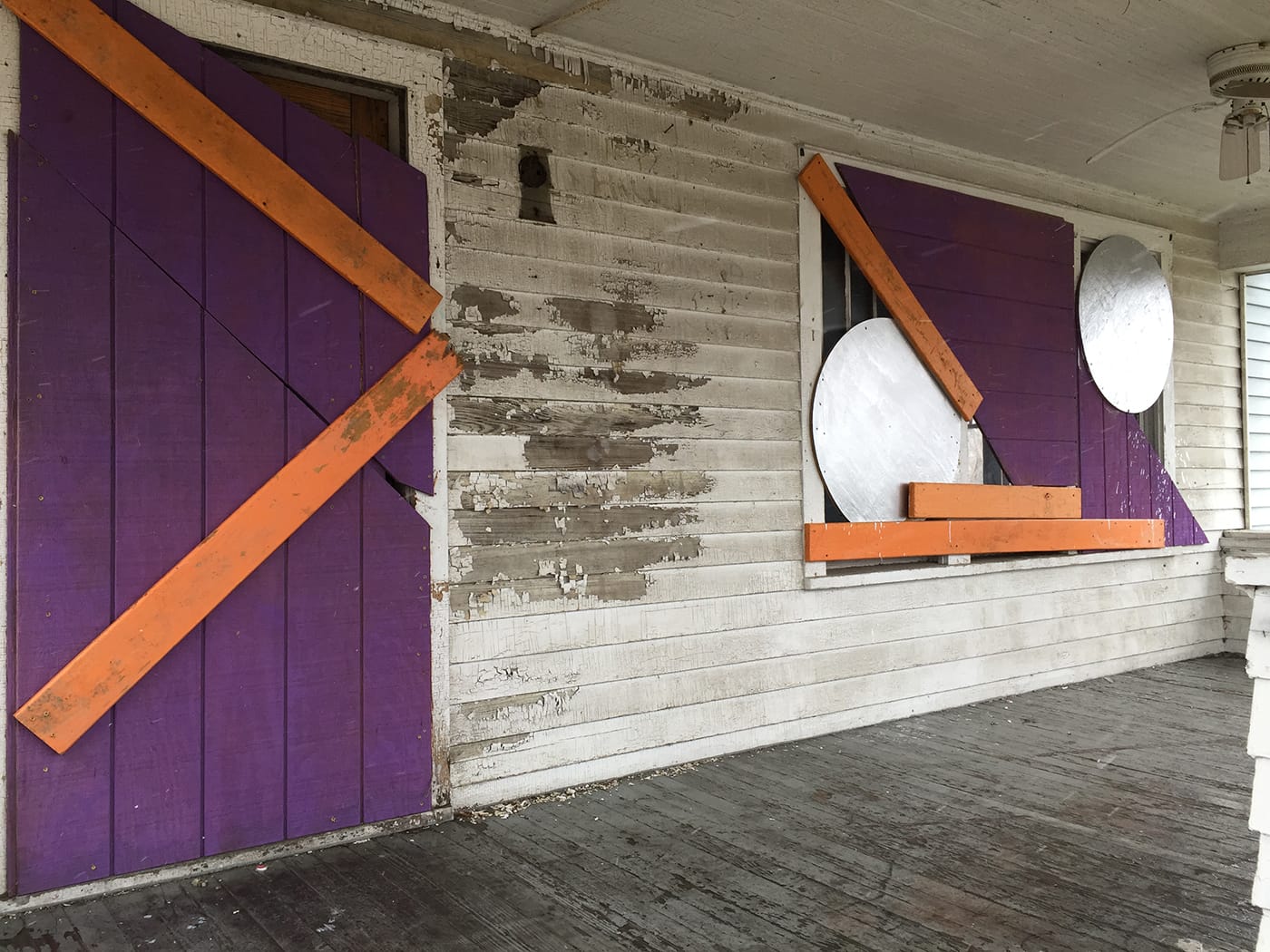 Rather forlorn bits of decoration are from a Flint Public Art Project attempt to enliven abandoned houses in a neighborhood on the city’s northwest side. FPAP was launched 2010 by Flint native/Brooklyn resident Stephen Zacks, who recently stepped down as its managing director.