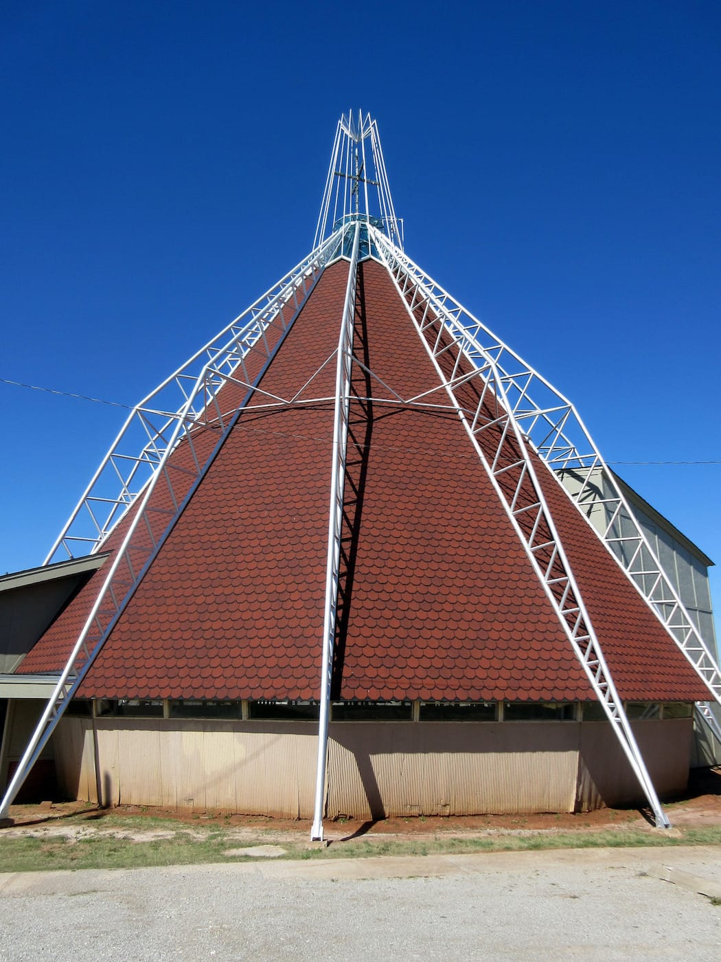 The repainted Hopewell Church still undergoing restoration in 2016 (photo by Theresa Meier)