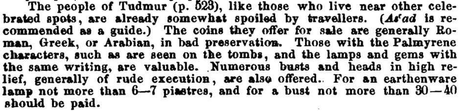 Advice from Baedeker’s (Palestine and Syria, 1st English edition, 1876)