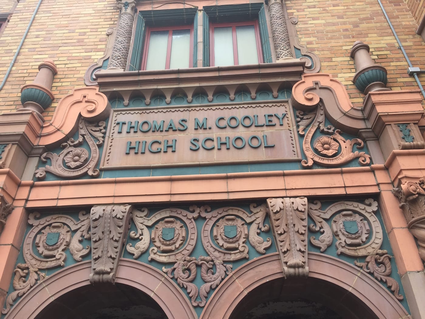 On the first day, fellows toured Cooley High School in Detroit's Northwest neighborhood, now being repurposed for the the Cooley Reuse Project, a future community hub with a library and mixed-income housing. (photo by the author for Hyperallergic) (click to enlarge)