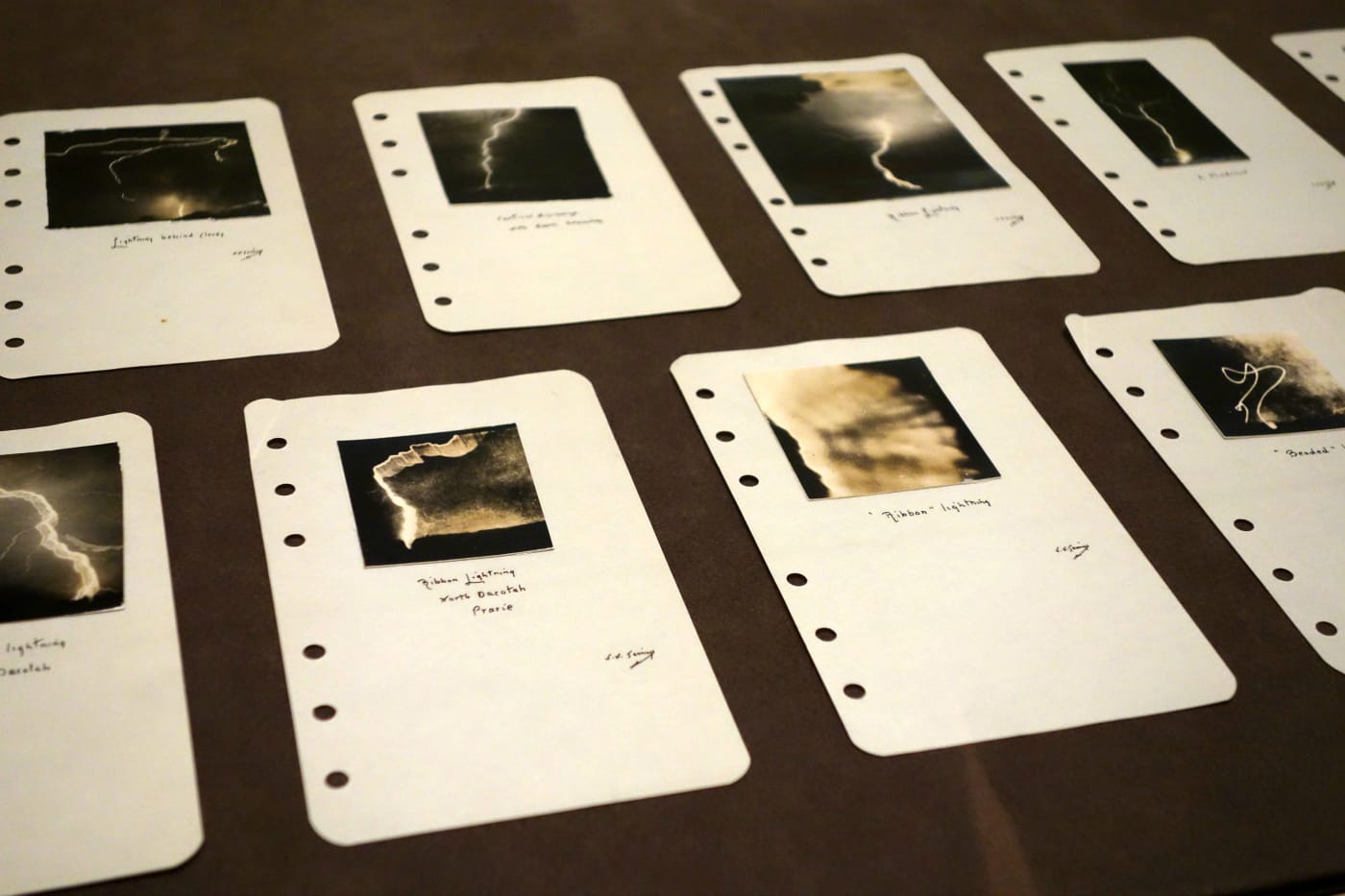 William N. Jennings's lightning photographs on view in 'Sight Reading: Photography and the Legible World' at the Morgan Library & Museum (photo by the author for Hyperallergic)