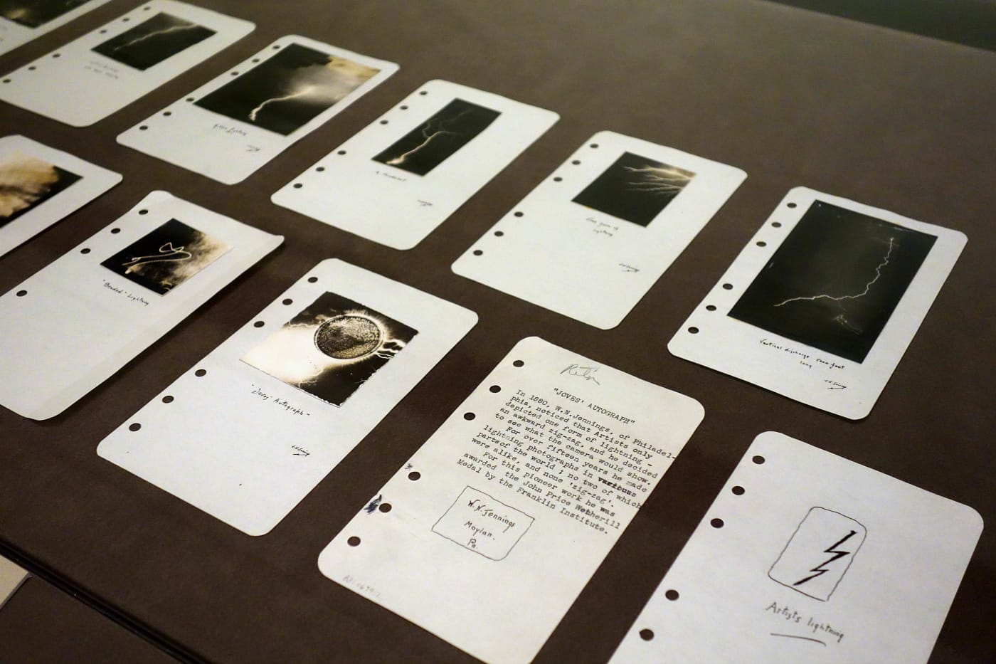 William N. Jennings's lightning photographs on view in 'Sight Reading: Photography and the Legible World' at the Morgan Library & Museum (photo by the author for Hyperallergic)